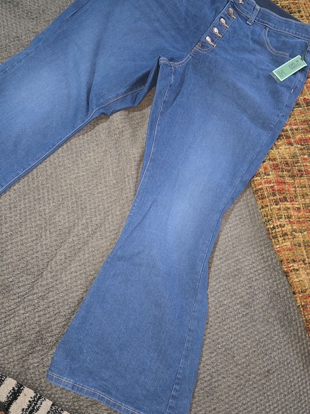 Terra & Sky Medium Blue Flare Jeans with Button Front